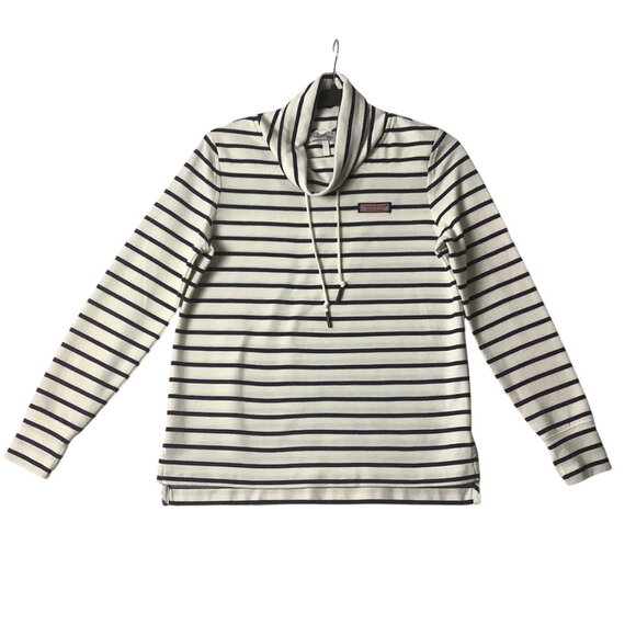 Vineyard Vines Striped Cowl Neck Pullover Sweater Women Sz XXS Cotton Blend - Picture 1 of 8